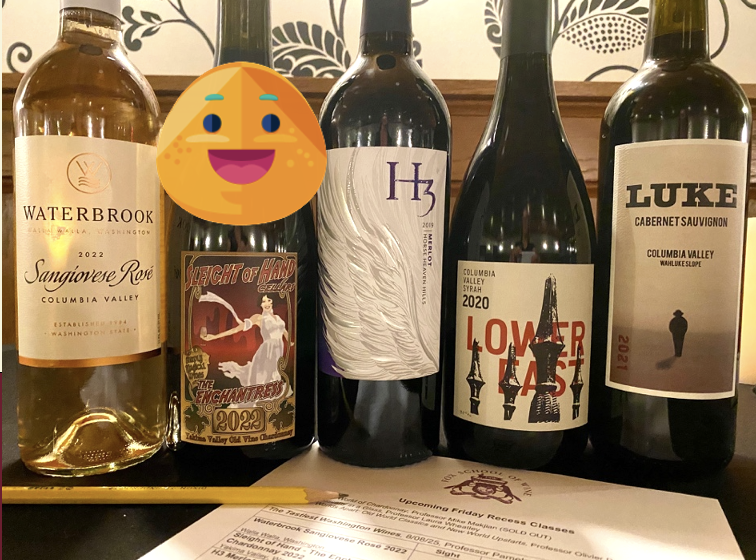 Photo of wines from the "The Tastiest Washington Wines" class
