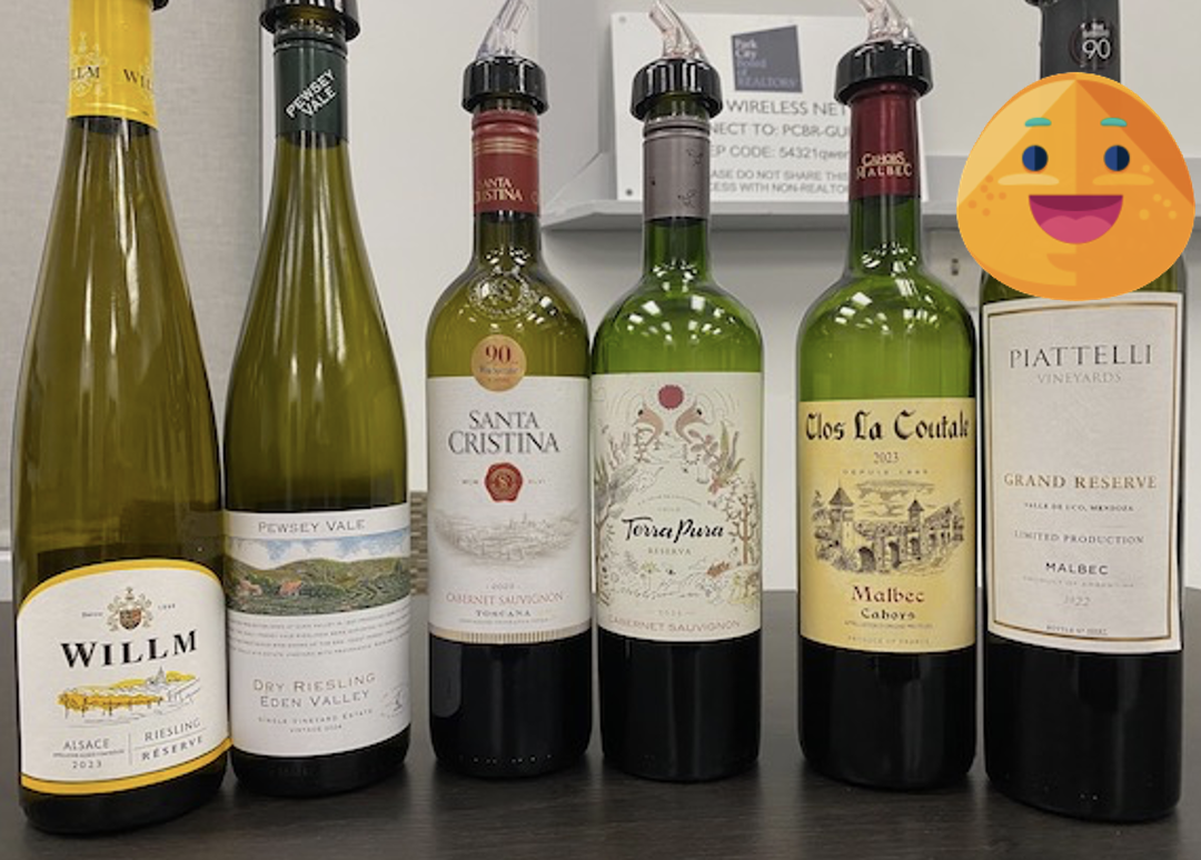 photo of wines from "Old World New World Smackdown" class