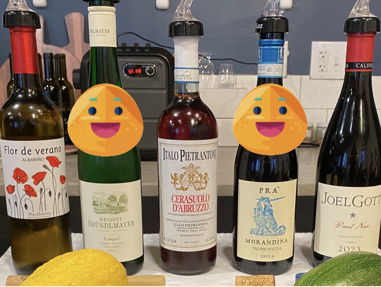 photo of wines from "Garden to Glass" class