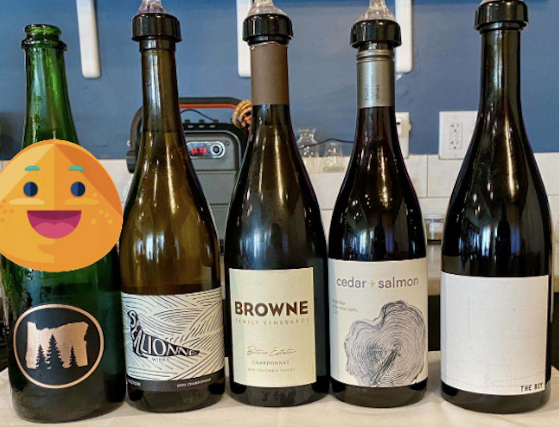 photo of wines from "Wines from Washington and Oregon" class